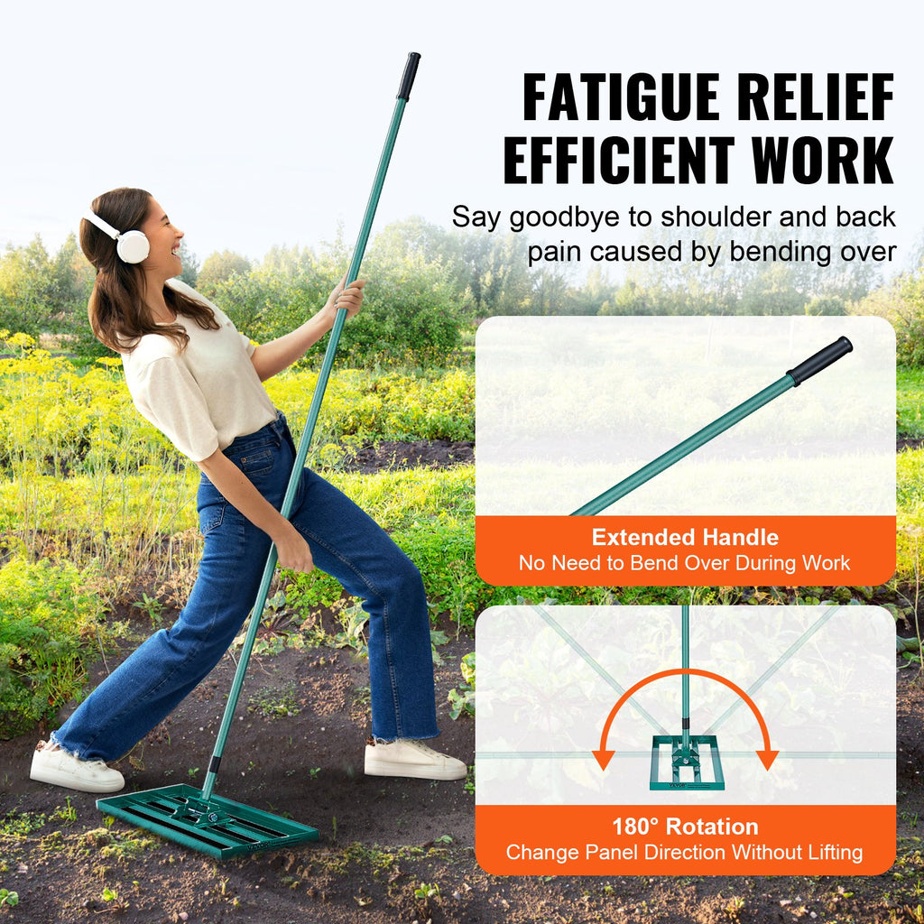 Lawn Leveling Rake, 30 Inch X 10 Inch Lawn Leveling Tool, Heavy-duty Lawn Leveler With 78 Inch Steel Extended Handle, Suitable For Gardens, Golf Course Lawns, Farms And Other Locations.