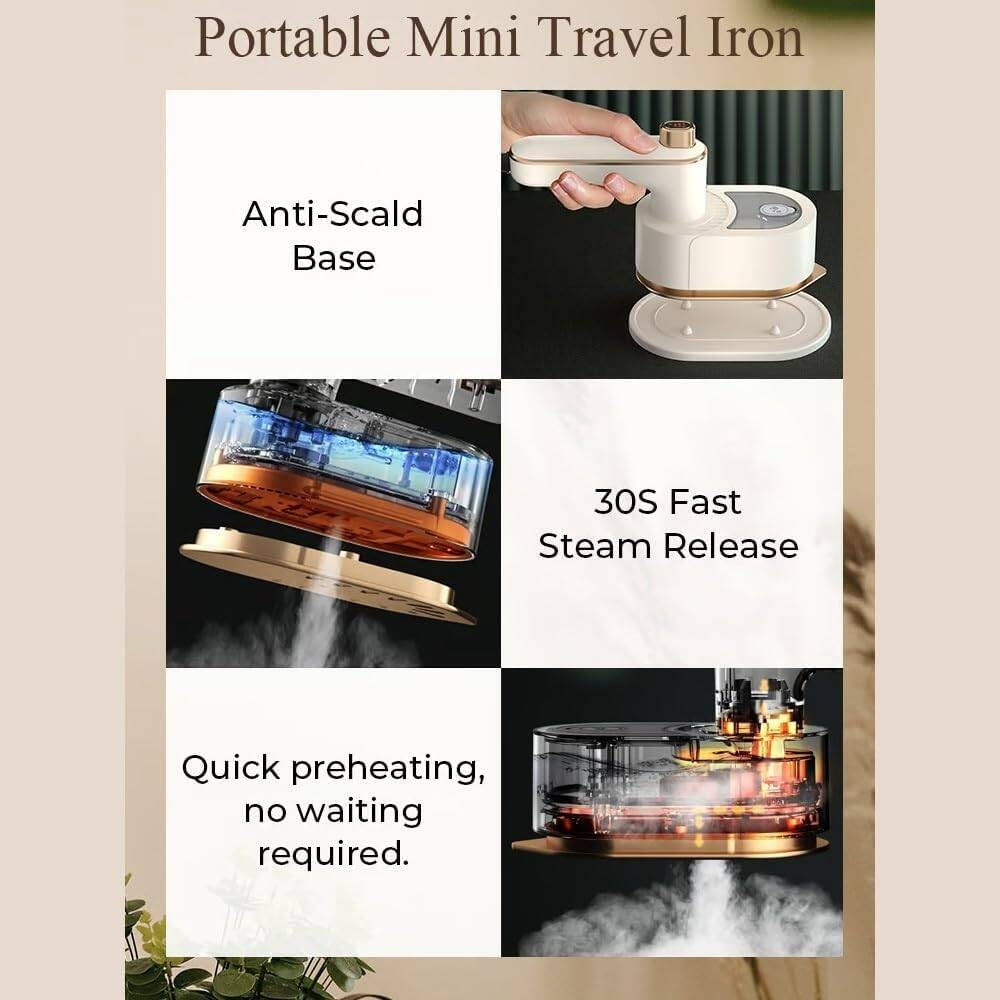 Travel Iron Steam Pro 180 Degrees Rotatable Mini Travel Iron, 30s Heat Up, Dual Mode Dry Wet Ironing, Portable Iron With For Suits, Shirts