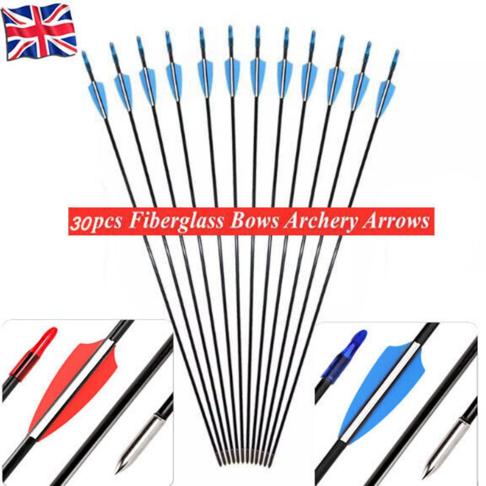 30x Fiberglass Archery Arrows For Compound & Recurve Bow Target Shooting Practice