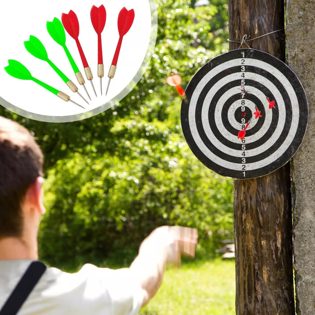 SIZE 17  DARTBOARD SET 6 DARTS  FAMILY DART BOARD GAME ADULTS KIDS XMAS