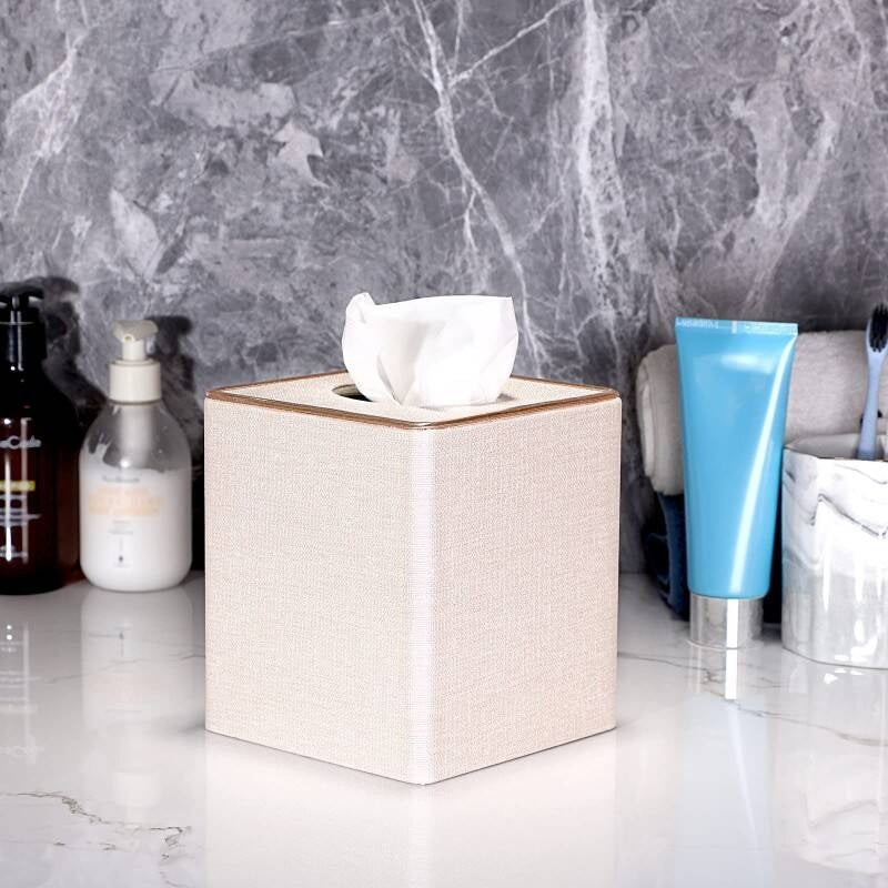 Elegant Tissue Box Holder With Gold Accents Stylish Tissue Box Cover For Home & Office Durable Tissue Box Cover - Perfect Tissue Holder For 13.2-13.2-15cm Tissues Box