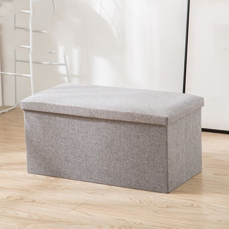 40x25x25cm Foldable Ottoman Storage Box With Padded Seat - Versatile Foot Stool, Toy Storage, And Home Bench Storage & Home Organization