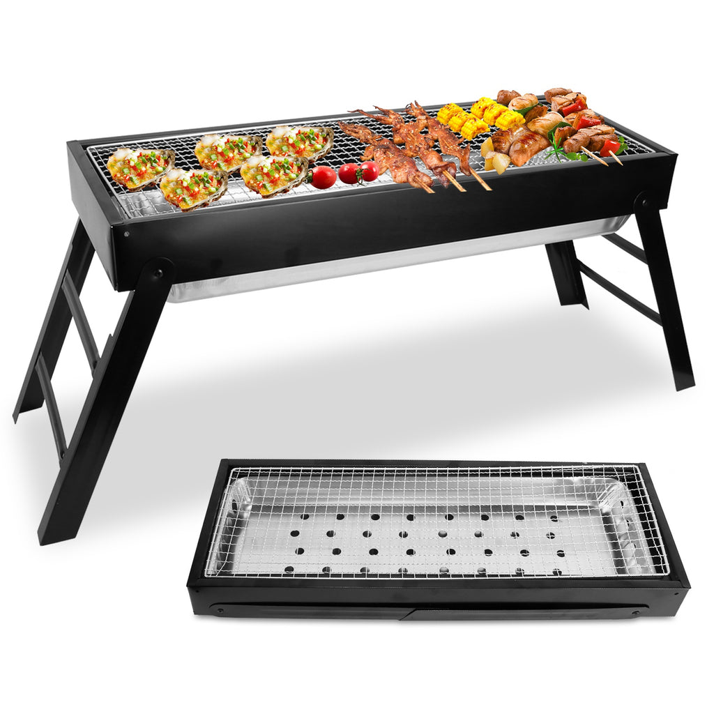 1Pc Foldable Charcoal BBQ Grill Stainless Steel Grill Net Easy Setup Portable Tabletop Barbecue Grill For Camping Picnic Outdoor Party Yard