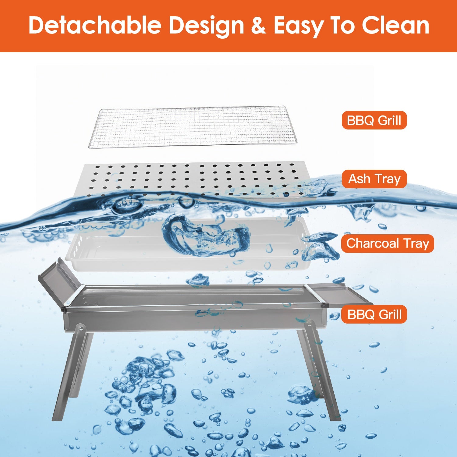 1Pc Foldable Charcoal BBQ Grill Stainless Steel Grill Net Easy Setup Portable Tabletop Barbecue Grill For Camping Picnic Outdoor Party Yard