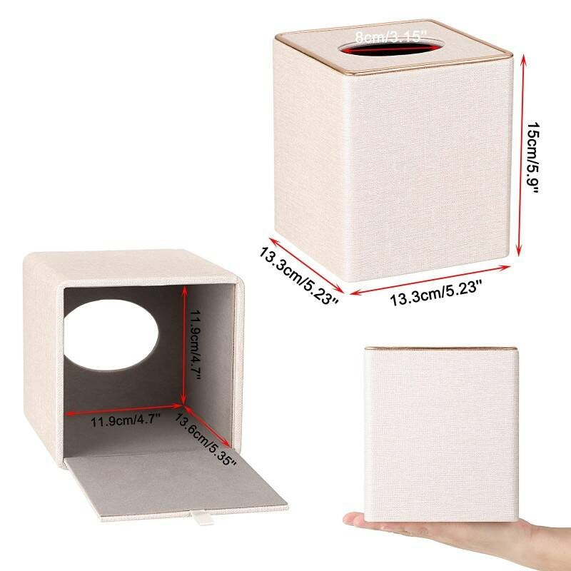 Elegant Tissue Box Holder With Gold Accents Stylish Tissue Box Cover For Home & Office Durable Tissue Box Cover - Perfect Tissue Holder For 13.2-13.2-15cm Tissues Box