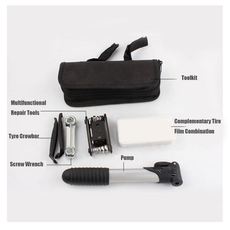 16-in-1 Bike Tool Kit With Tyre Repair & Valve Core Tool, Portable Bike Repair Kit For Road & MTB, Compact Bike Multi Tool Set, Essential Bike Tools Kit Set With Bag, Durable Bike Tool And Bicycle Too