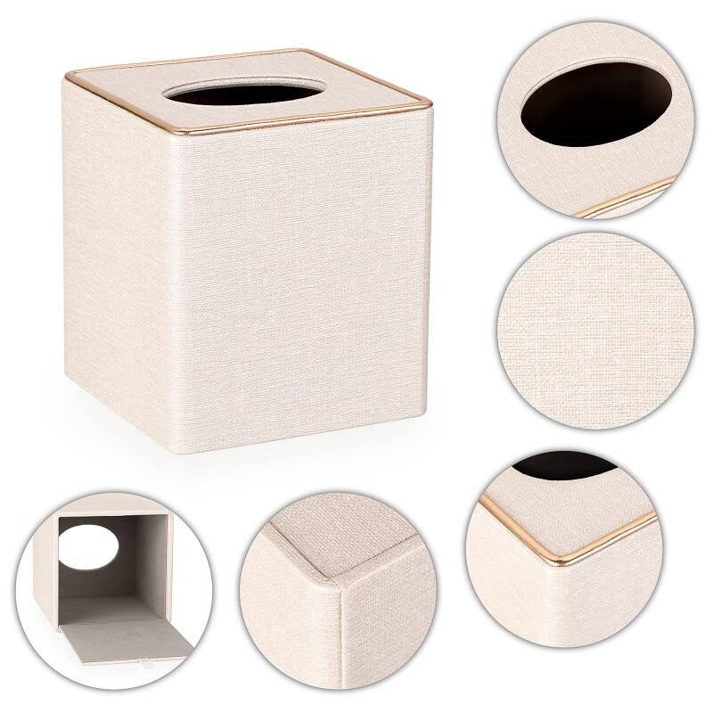 Elegant Tissue Box Holder With Gold Accents Stylish Tissue Box Cover For Home & Office Durable Tissue Box Cover - Perfect Tissue Holder For 13.2-13.2-15cm Tissues Box