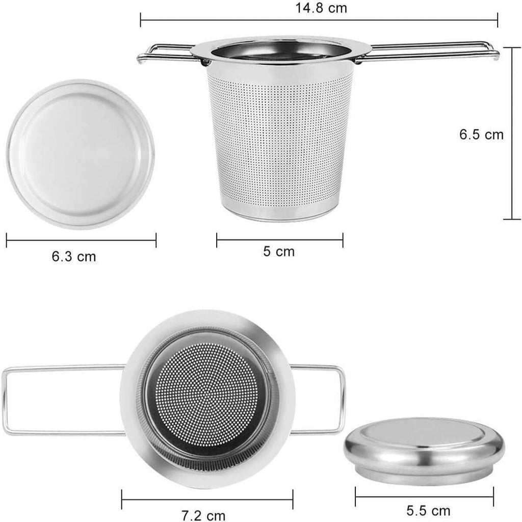 Stainless Steel Tea Strainer With Dual-Purpose Lid & Foldable Handle Fine Mesh Tea Strainers For Loose Tea Large Capacity Tea Infuser For Loose Tea Fits Mugs, Cups & Teapots Easy Clean Tea Infus