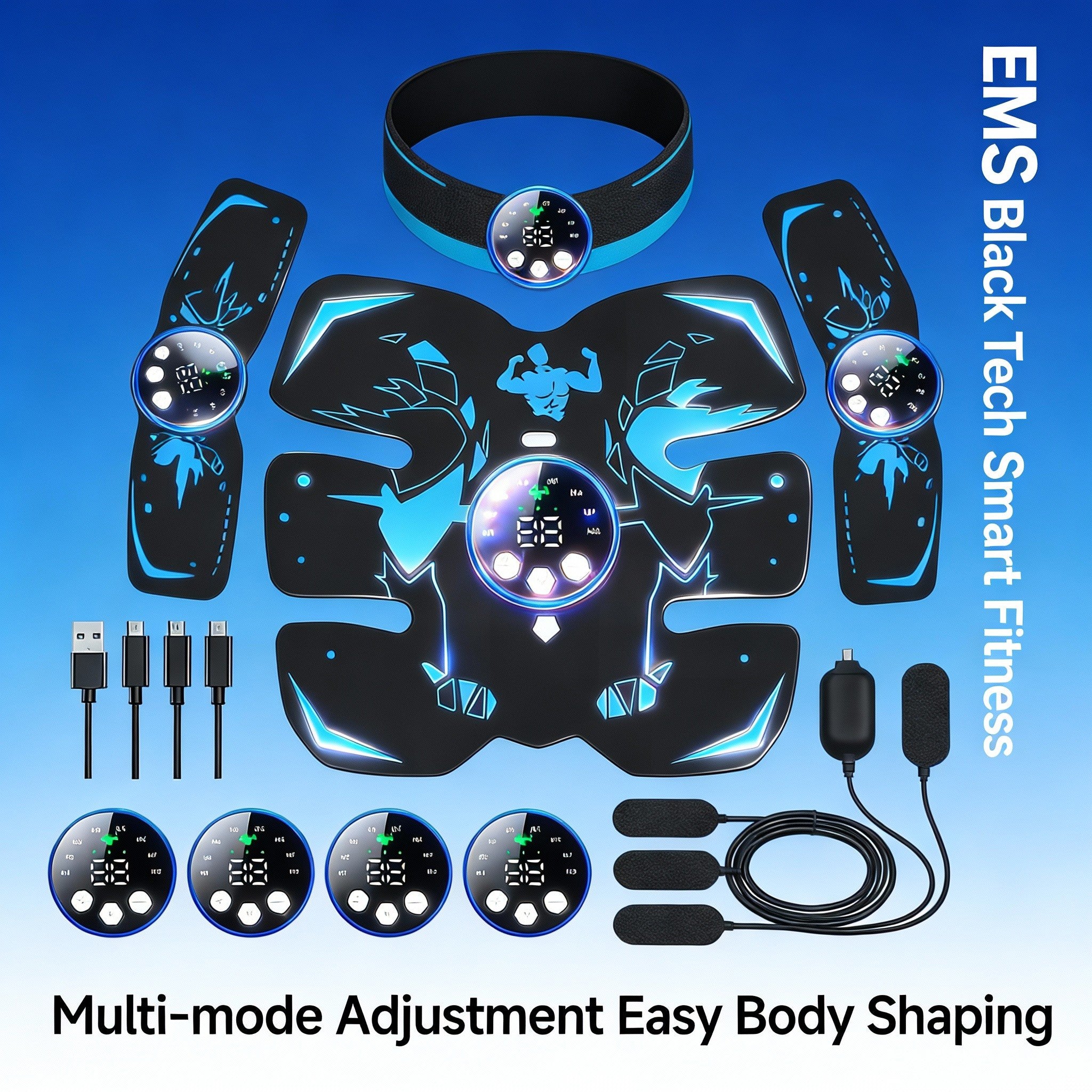 EMS Abdominal Muscle Toning Trainer ABS Stimulator AB Hip Arm Toner Fitness Belt