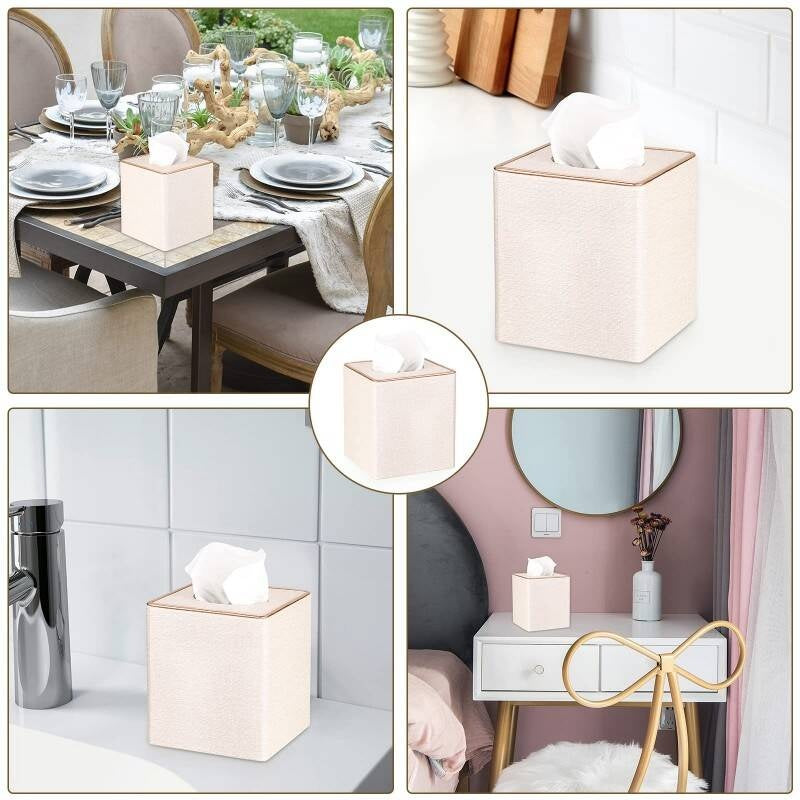 Elegant Tissue Box Holder With Gold Accents Stylish Tissue Box Cover For Home & Office Durable Tissue Box Cover - Perfect Tissue Holder For 13.2-13.2-15cm Tissues Box