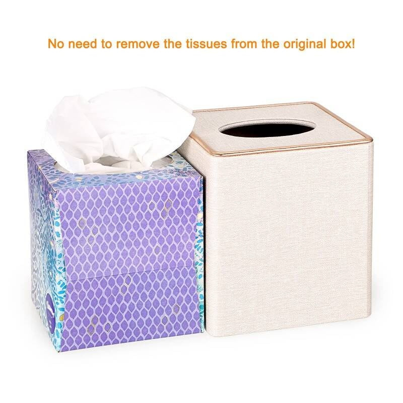 Elegant Tissue Box Holder With Gold Accents Stylish Tissue Box Cover For Home & Office Durable Tissue Box Cover - Perfect Tissue Holder For 13.2-13.2-15cm Tissues Box