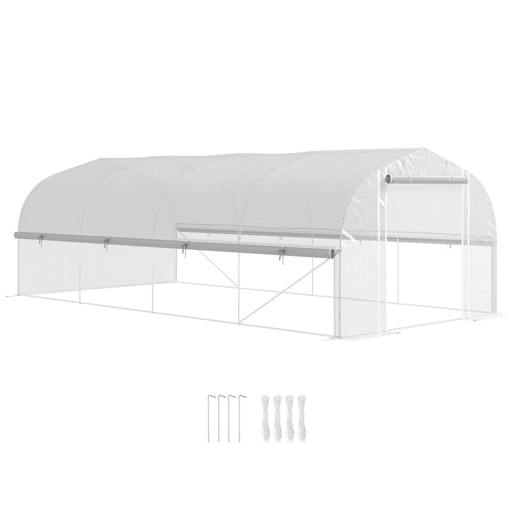 19.5 X 9.8ft Tunnel Greenhouse, With Accessories - White