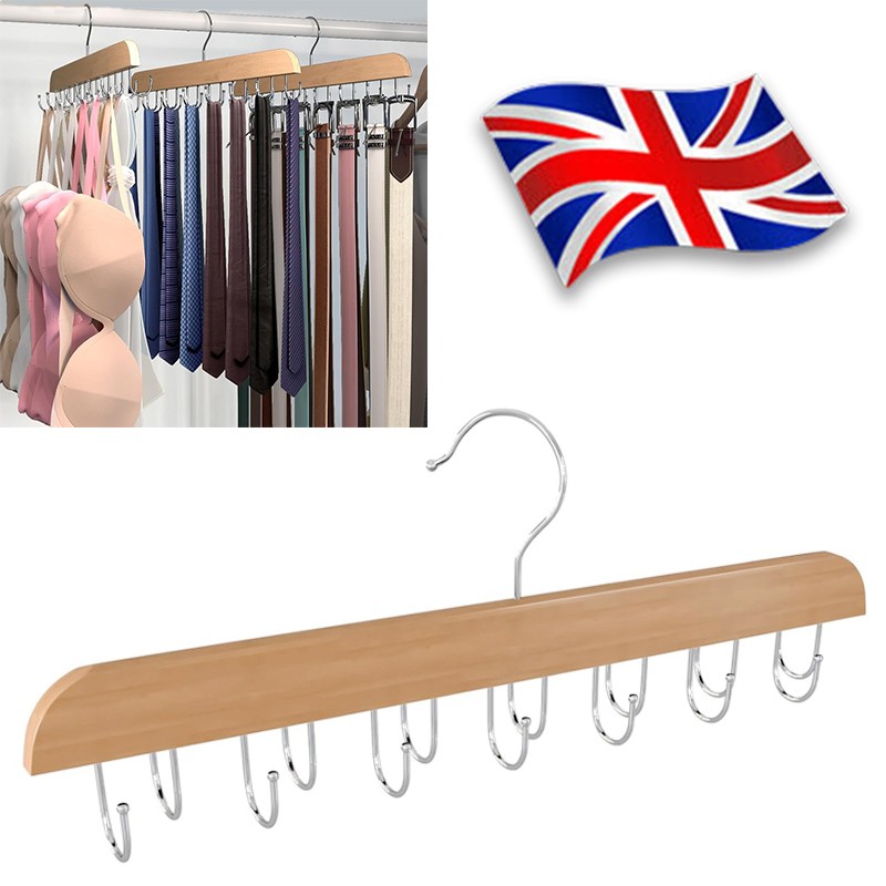 Wooden Belt Rack 14 Hooks Belt Organizer Sturdy Belt Hanger Storage Home Hang