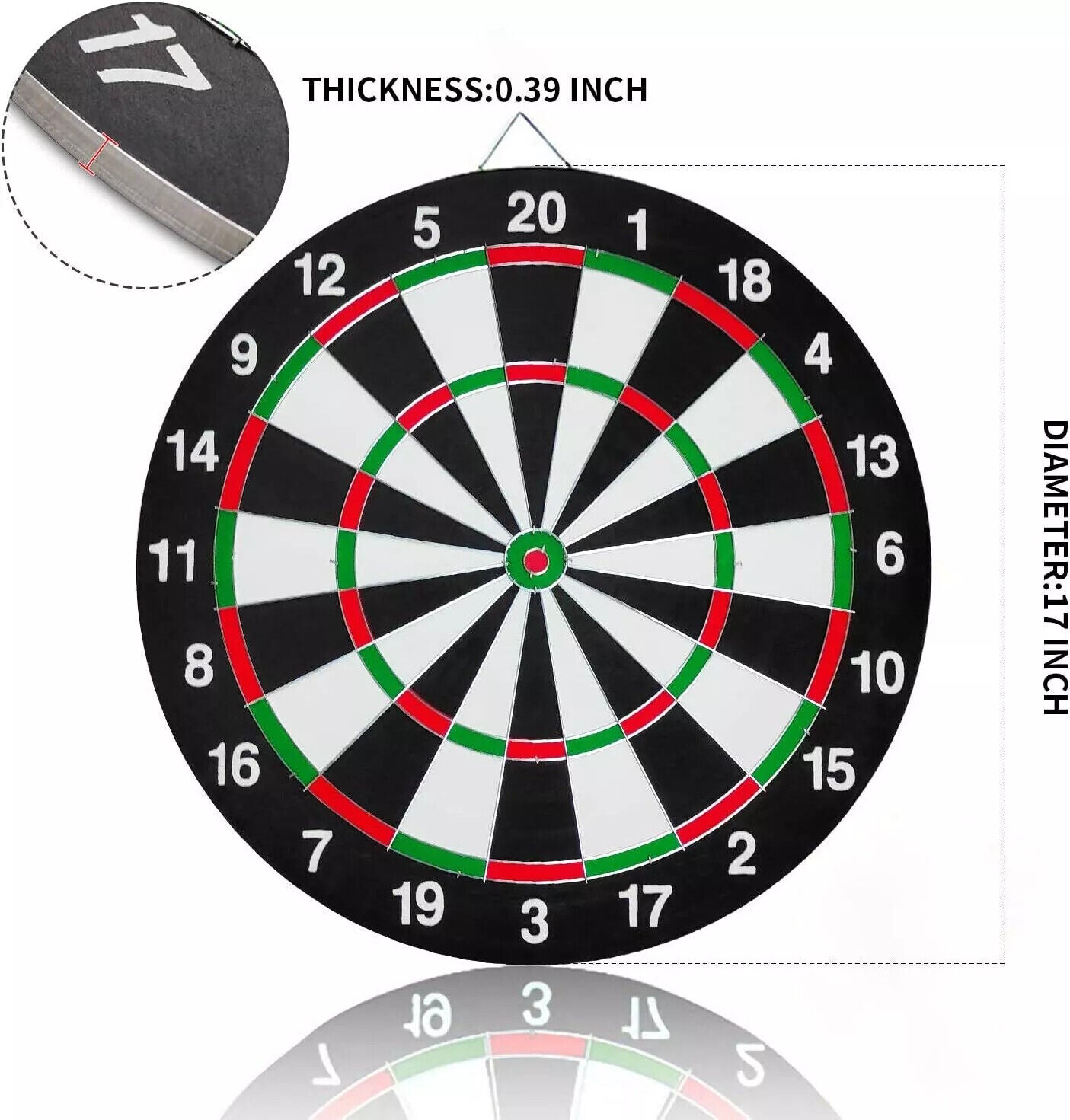 FULL SIZE 17 DARTBOARD SET 6 DARTS  FAMILY DART BOARD GAME ADULTS KIDS XMAS