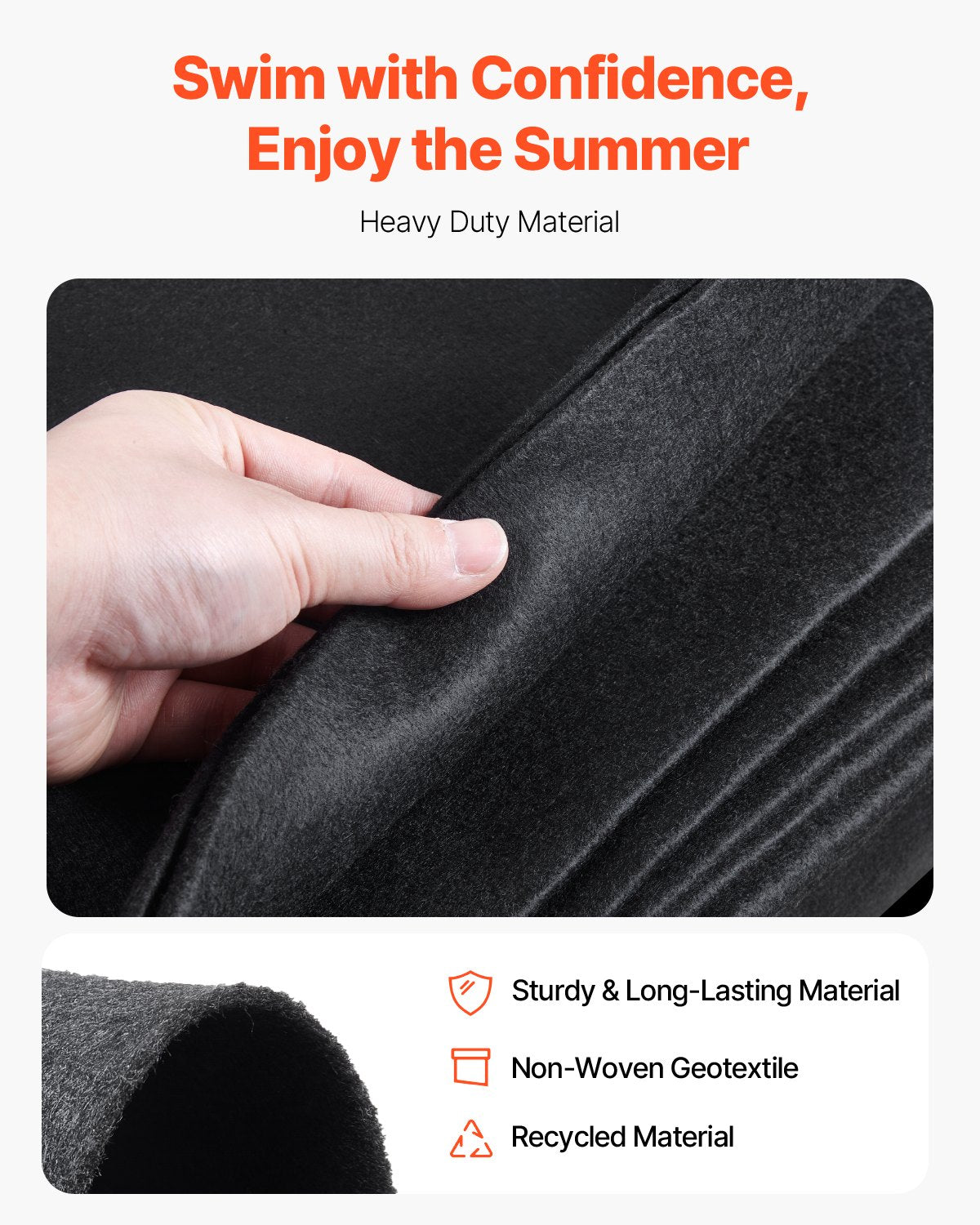 Rectangle Pool Liner Pad, 12 X24 Ft Pool Liner Pad For Above Ground Swimming Pools, Extra-Thick Pool Mat, Prevents Punctures, Recycled Geotextile Material Underlayment Pad, Extend Liner Life