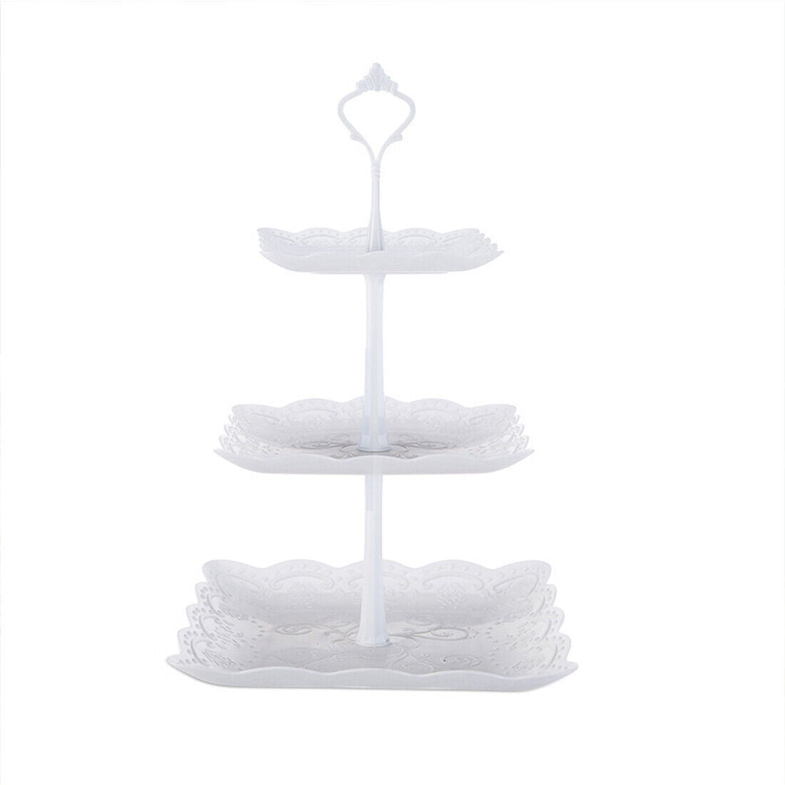 Elegant 3-Tier Square Cake Stand Set - 2Pcs Plastic Dessert Tower For Tea Parties And Weddings Office & School Supplies