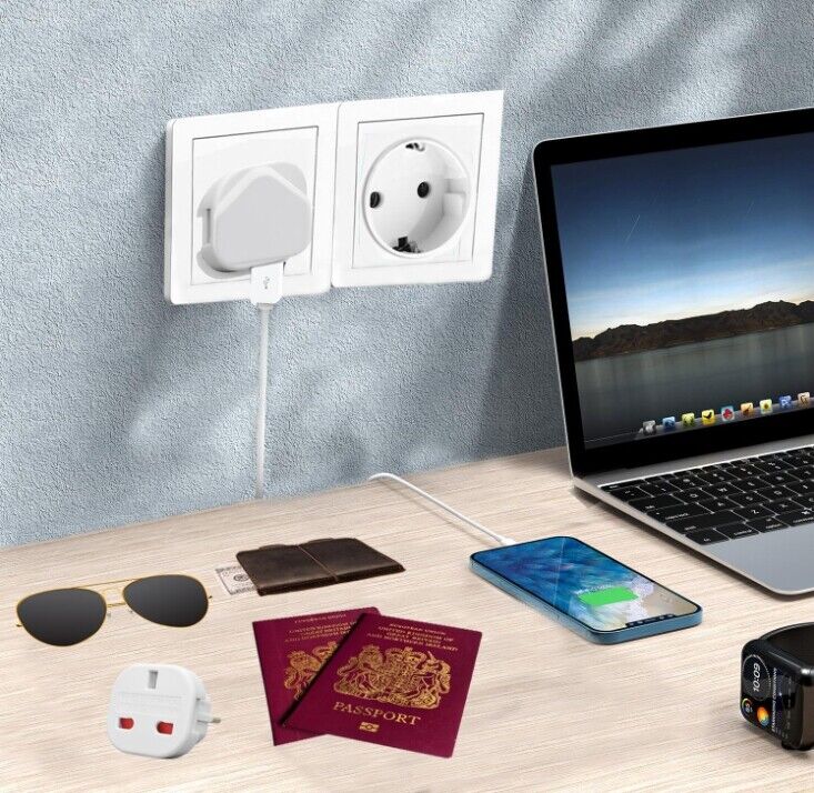 EU Travel Adapter Plug 5 Pack, UK To Europe Adaptor, 2 Pin Plugs European